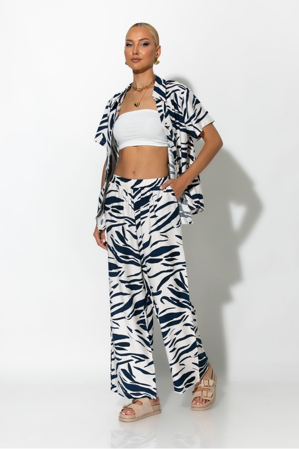 Σετ πουκάμισο και παντελόνι zebra print μπλε σκούρο Σετ πουκάμισο και παντελόνι zebra print μπλε σκούρο