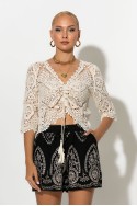 Crochet τοπ με κορδόνι μπεζ Crochet τοπ με κορδόνι μπεζ