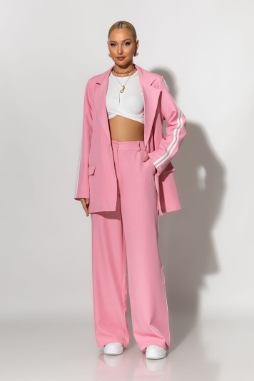 Σετ blazer και παντελόνα με ρίγες στο πλάι κόκκινο