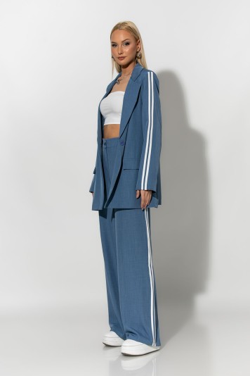 Σετ blazer και παντελόνα με ρίγες στο πλάι κόκκινο