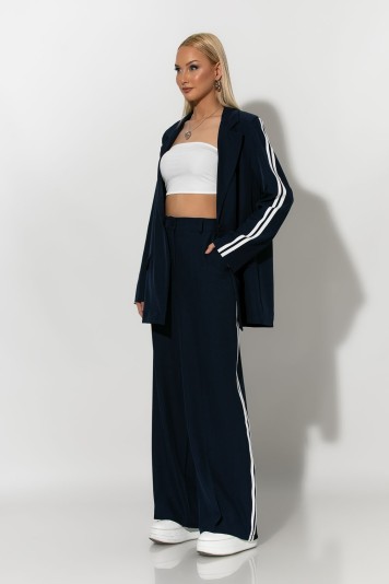 Σετ blazer και παντελόνα με ρίγες στο πλάι κόκκινο