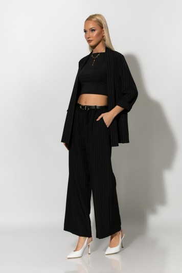 Σετ ριγέ blazer και παντελόνι μπλε