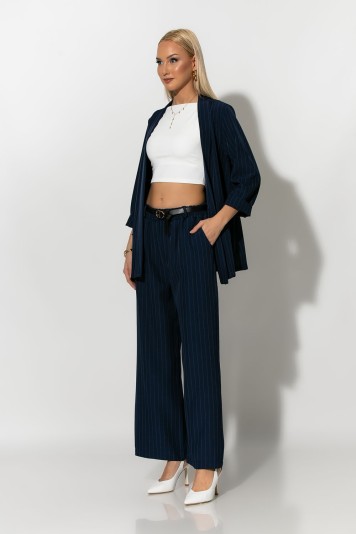 Σετ ριγέ blazer και παντελόνι μπλε