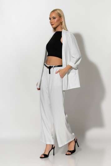 Σετ ριγέ blazer και παντελόνι μπλε