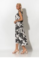Μίντι φόρεμα αμάνικο cow print γκρι