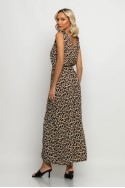 Μίντι φόρεμα leopard με δέσιμο στους ώμους μπεζ ανοιχτό Μίντι φόρεμα leopard με δέσιμο στους ώμους μπεζ ανοιχτό