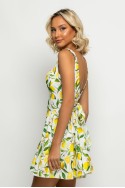 Μίνι φόρεμα με ζωνάκι στην μέση lemon print λευκό Μίνι φόρεμα με ζωνάκι στην μέση lemon print λευκό