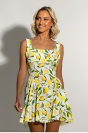 Μίνι φόρεμα με ζωνάκι στην μέση lemon print λευκό Μίνι φόρεμα με ζωνάκι στην μέση lemon print λευκό