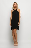 Μίνι φόρεμα knot halter neck μαύρο Μίνι φόρεμα knot halter neck μαύρο