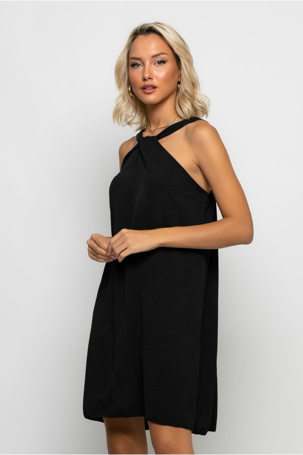 Μίνι φόρεμα knot halter neck μαύρο Μίνι φόρεμα knot halter neck μαύρο