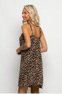 Μίνι φόρεμα knot halter neck leopard print μπεζ σκούρο Μίνι φόρεμα knot halter neck leopard print μπεζ σκούρο