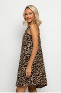 Μίνι φόρεμα knot halter neck leopard print μπεζ σκούρο Μίνι φόρεμα knot halter neck leopard print μπεζ σκούρο