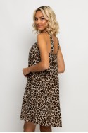 Μίνι φόρεμα knot halter neck leopard print μπεζ ανοιχτό Μίνι φόρεμα knot halter neck leopard print μπεζ ανοιχτό