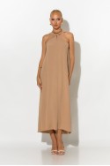 Μίντι φόρεμα knot halter neck μπεζ σκούρο 