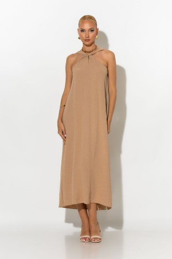 Μίντι φόρεμα knot halter neck πορτοκαλί