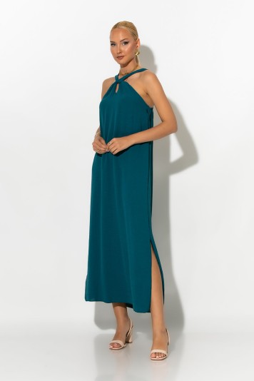 Μίντι φόρεμα knot halter neck πορτοκαλί