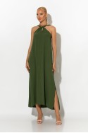 Μίντι φόρεμα knot halter neck χακί Μίντι φόρεμα knot halter neck χακί