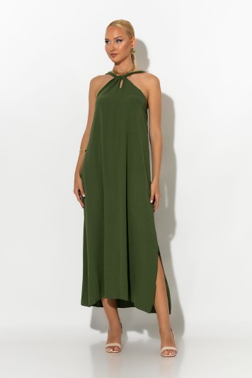 Μίντι φόρεμα knot halter neck πορτοκαλί