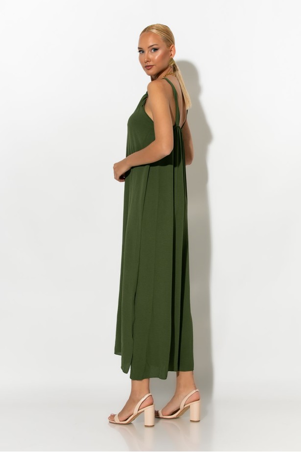 Μίντι φόρεμα knot halter neck χακί Μίντι φόρεμα knot halter neck χακί