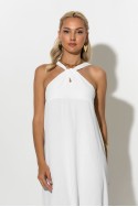 Μίντι φόρεμα knot halter neck λευκό Μίντι φόρεμα knot halter neck λευκό