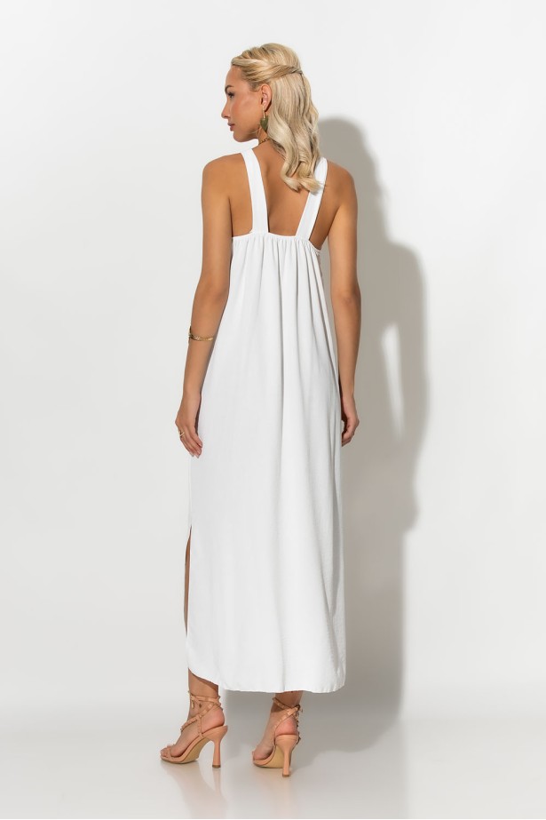 Μίντι φόρεμα knot halter neck λευκό Μίντι φόρεμα knot halter neck λευκό
