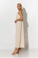Μίντι φόρεμα knot halter neck μπεζ Μίντι φόρεμα knot halter neck μπεζ