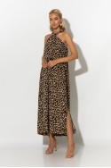 Μίντι φόρεμα knot halter neck λεοπάρ μπεζ Μίντι φόρεμα knot halter neck λεοπάρ μπεζ