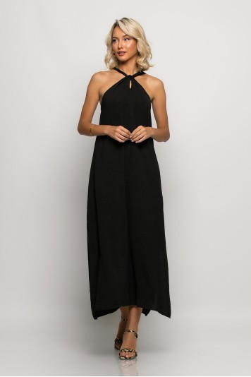 Μίντι φόρεμα knot halter neck ματζέντα