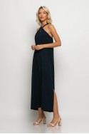 Μίντι φόρεμα knot halter neck μπλε navy Μίντι φόρεμα knot halter neck μπλε navy