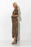 Μάξι φόρεμα leopard print με ζωνάκι μπεζ Μάξι φόρεμα leopard print με ζωνάκι μπεζ