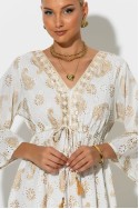 Boho φόρεμα κυπούρ με παγιέτα στην λαιμόκοψη μπεζ Boho φόρεμα κυπούρ με παγιέτα στην λαιμόκοψη μπεζ