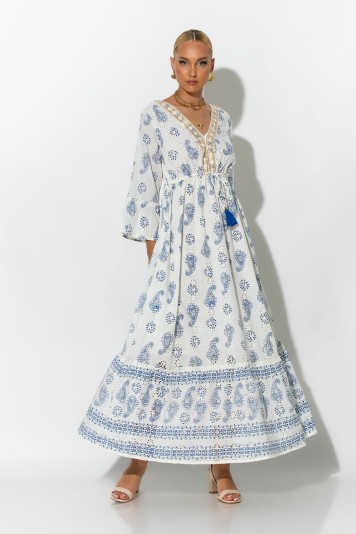 Boho φόρεμα κυπούρ με παγιέτα στην λαιμόκοψη κόκκινο 