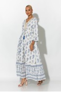 Boho φόρεμα κυπούρ με παγιέτα στην λαιμόκοψη μπλε Boho φόρεμα κυπούρ με παγιέτα στην λαιμόκοψη μπλε