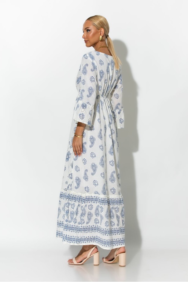 Boho φόρεμα κυπούρ με παγιέτα στην λαιμόκοψη μπλε Boho φόρεμα κυπούρ με παγιέτα στην λαιμόκοψη μπλε