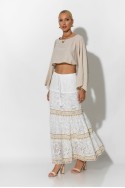 Boho maxi φούστα με δαντέλα λευκό