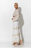 Boho maxi φούστα με δαντέλα λευκό