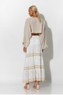 Boho maxi φούστα με δαντέλα λευκό