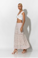 Boho maxi φούστα με δαντέλα μπεζ
