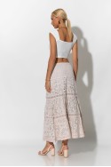 Boho maxi φούστα με δαντέλα μπεζ