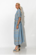 Ethnic elegance φόρεμα με κεντήματα σιελ Ethnic elegance φόρεμα με κεντήματα σιελ