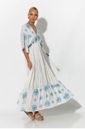 Φόρεμα boho με μανίκια νυχτερίδα σιέλ Φόρεμα boho με μανίκια νυχτερίδα σιέλ