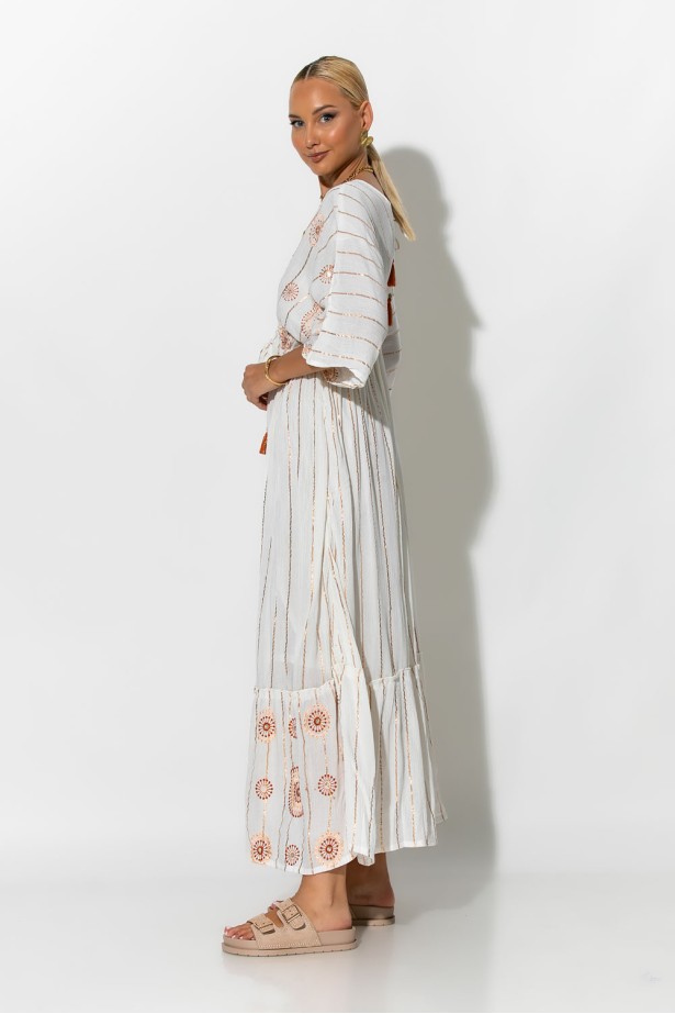 Φόρεμα boho με μανίκια νυχτερίδα πορτοκαλί Φόρεμα boho με μανίκια νυχτερίδα πορτοκαλί