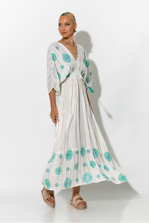 Φόρεμα boho με μανίκια νυχτερίδα βεραμάν Φόρεμα boho με μανίκια νυχτερίδα βεραμάν
