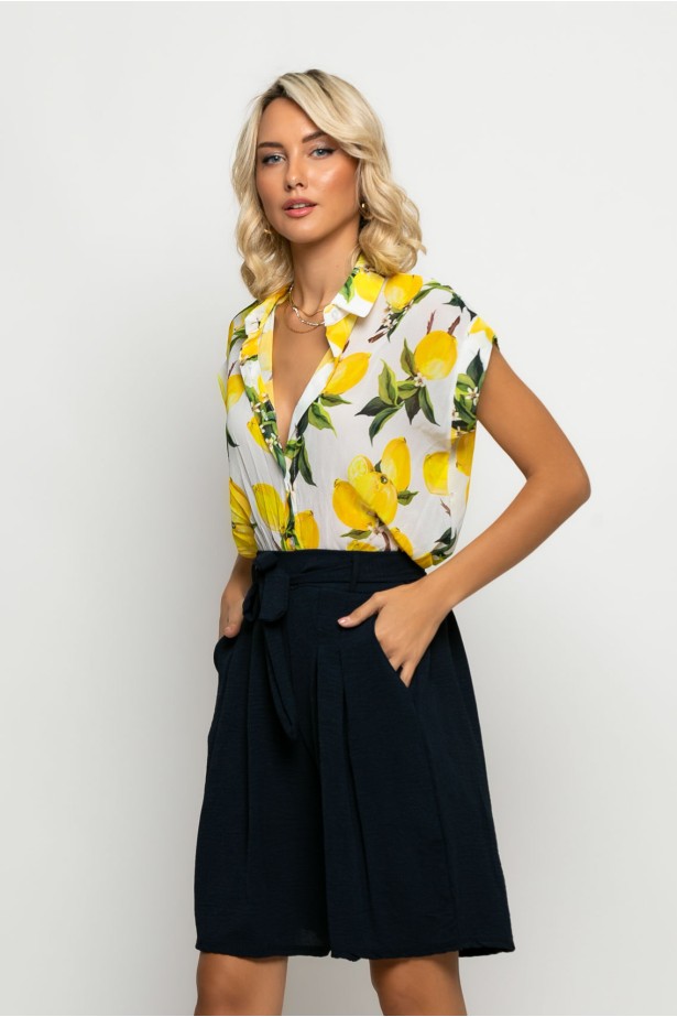 Πουκάμισο αμάνικο lemon print λευκό Πουκάμισο αμάνικο lemon print λευκό