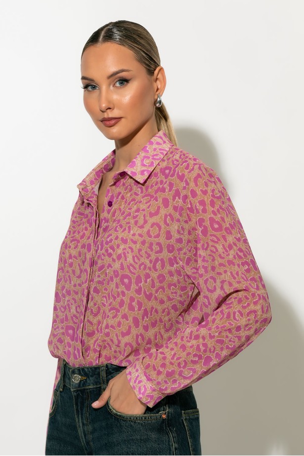 Leopard print πουκάμισο φούξια