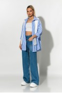 Oversized πουκάμισο ριγέ με δέσιμο μπροστά γαλάζιο Oversized πουκάμισο ριγέ με δέσιμο μπροστά γαλάζιο