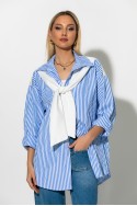 Oversized πουκάμισο ριγέ με δέσιμο μπροστά γαλάζιο Oversized πουκάμισο ριγέ με δέσιμο μπροστά γαλάζιο