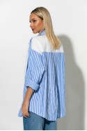 Oversized πουκάμισο ριγέ με δέσιμο μπροστά γαλάζιο Oversized πουκάμισο ριγέ με δέσιμο μπροστά γαλάζιο