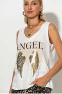 Αμάνικη μπλούζα με στάμπα angel λευκό Αμάνικη μπλούζα με στάμπα angel λευκό