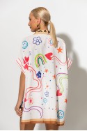 Πουκαμίσα ασύμμετρη με fun and artistic print μπεζ Πουκαμίσα ασύμμετρη με fun and artistic print μπεζ